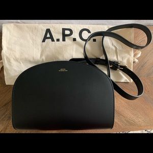 APC Demi Lune Crossbody Bag in Black Calfskin Leather